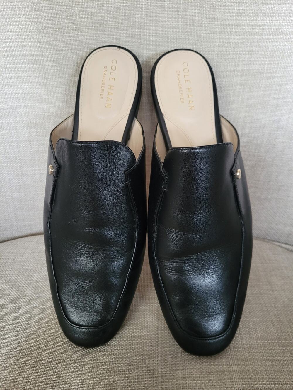 Cole Haan Black Leather Slip-On Mule Loafers – Size 8B